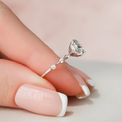2 CT Round Dainty Pave Moissanite Engagement Ring