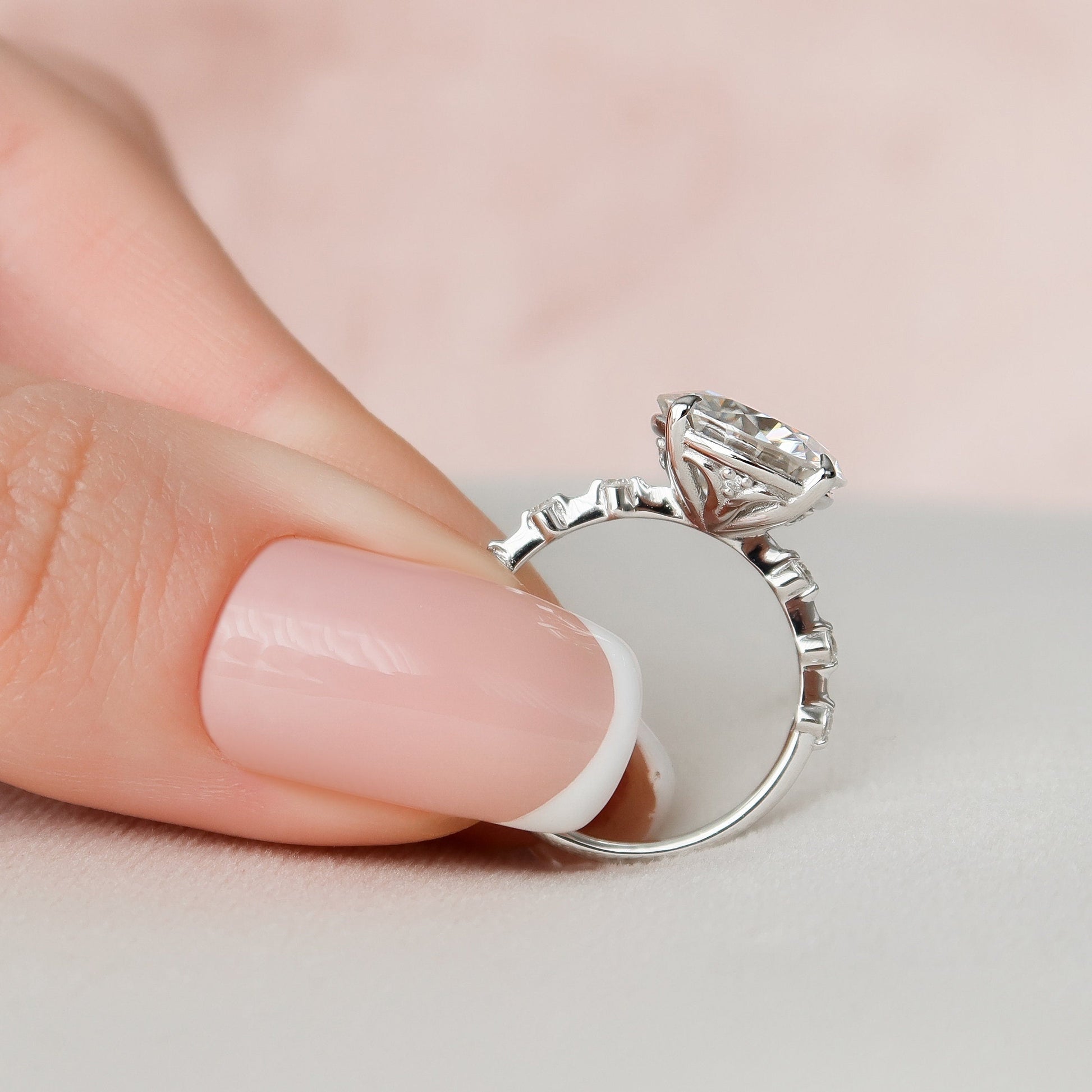 4 CT Round Dainty Pave Moissanite Engagement Ring
