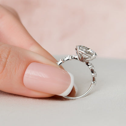 4 CT Round Dainty Pave Moissanite Engagement Ring