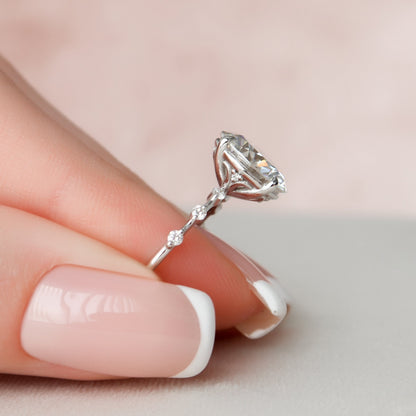4 CT Round Dainty Pave Moissanite Engagement Ring