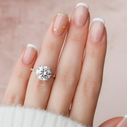 4 CT Round Dainty Pave Moissanite Engagement Ring