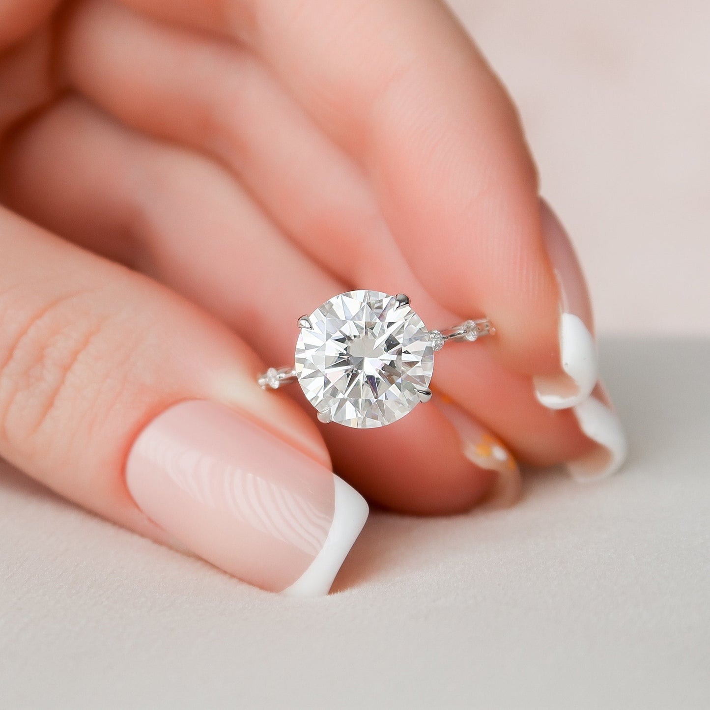 4 CT Round Dainty Pave Moissanite Engagement Ring