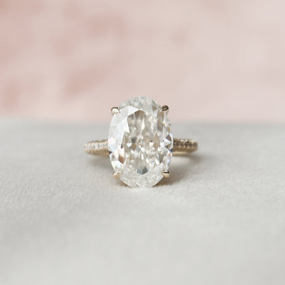 5 CT Oval Hidden Halo & Pave Moissanite Engagement Ring