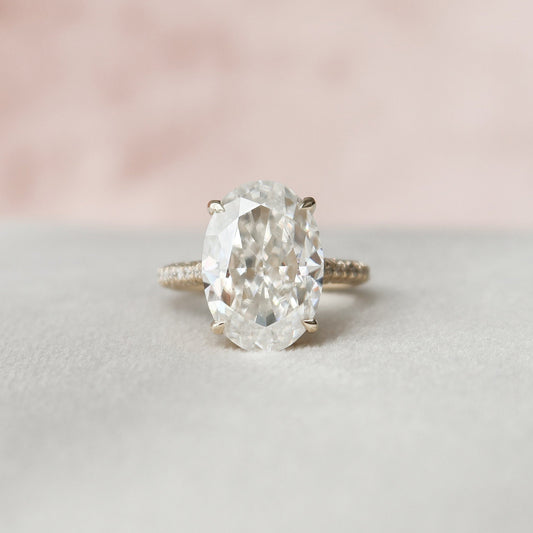 5 CT Oval Hidden Halo & Pave Moissanite Engagement Ring