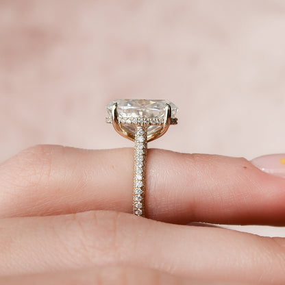 5 CT Oval Hidden Halo & Pave Moissanite Engagement Ring