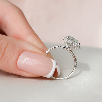 5 CT Radiant Halo & Pave Moissanite Engagement Ring