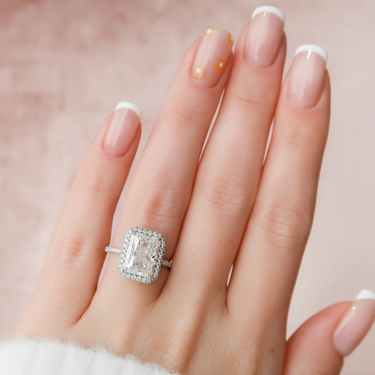 5 CT Radiant Halo & Pave Moissanite Engagement Ring
