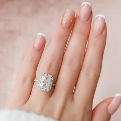 5 CT Radiant Halo & Pave Moissanite Engagement Ring
