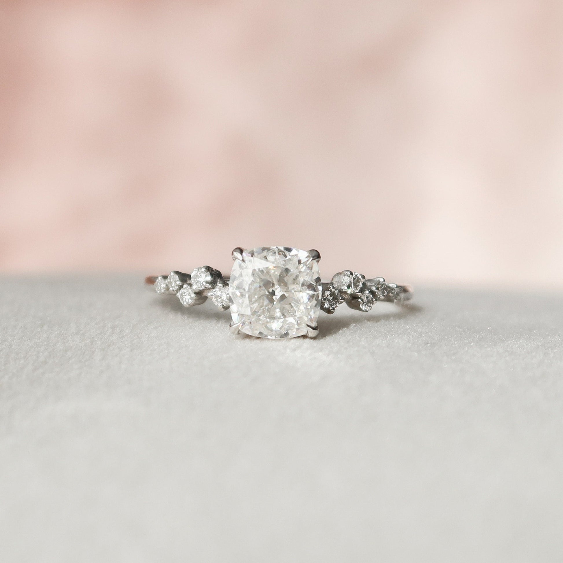 1.5 CT Cushion Cluster Moissanite Engagement Ring