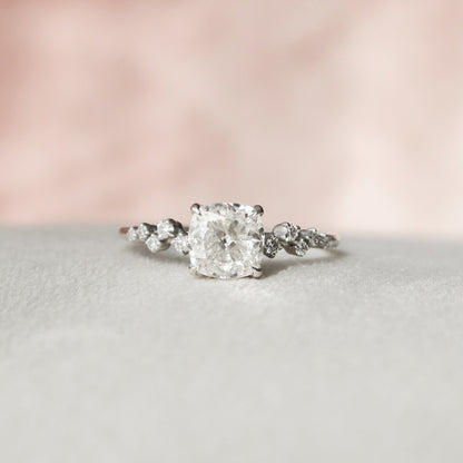 1.5 CT Cushion Cluster Moissanite Engagement Ring