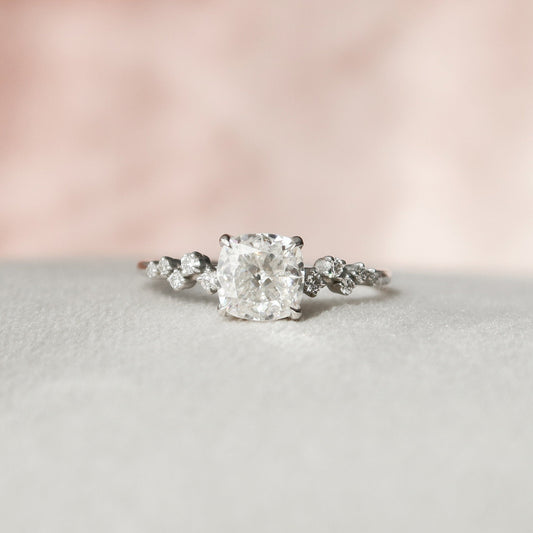 1.5 CT Cushion Cluster Moissanite Engagement Ring