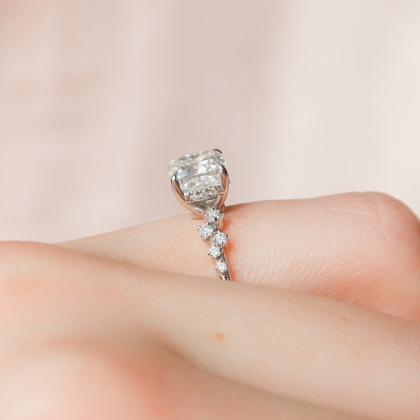 1.5 CT Cushion Cluster Moissanite Engagement Ring