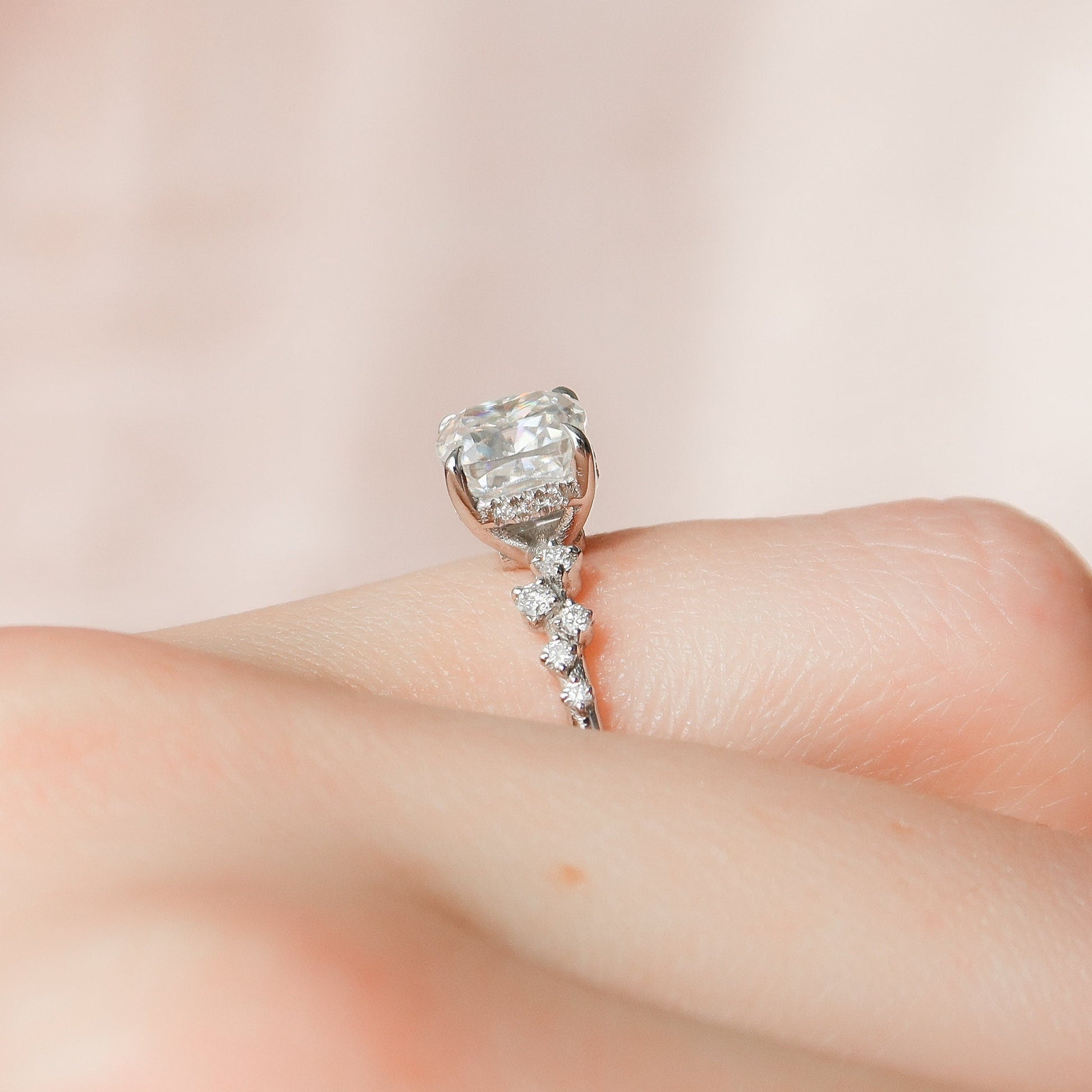 1.5 CT Cushion Cluster Moissanite Engagement Ring