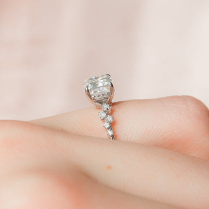 1.5 CT Cushion Cluster Moissanite Engagement Ring