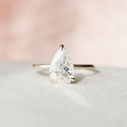 2 CT Pear Hidden Halo Moissanite Engagement Ring