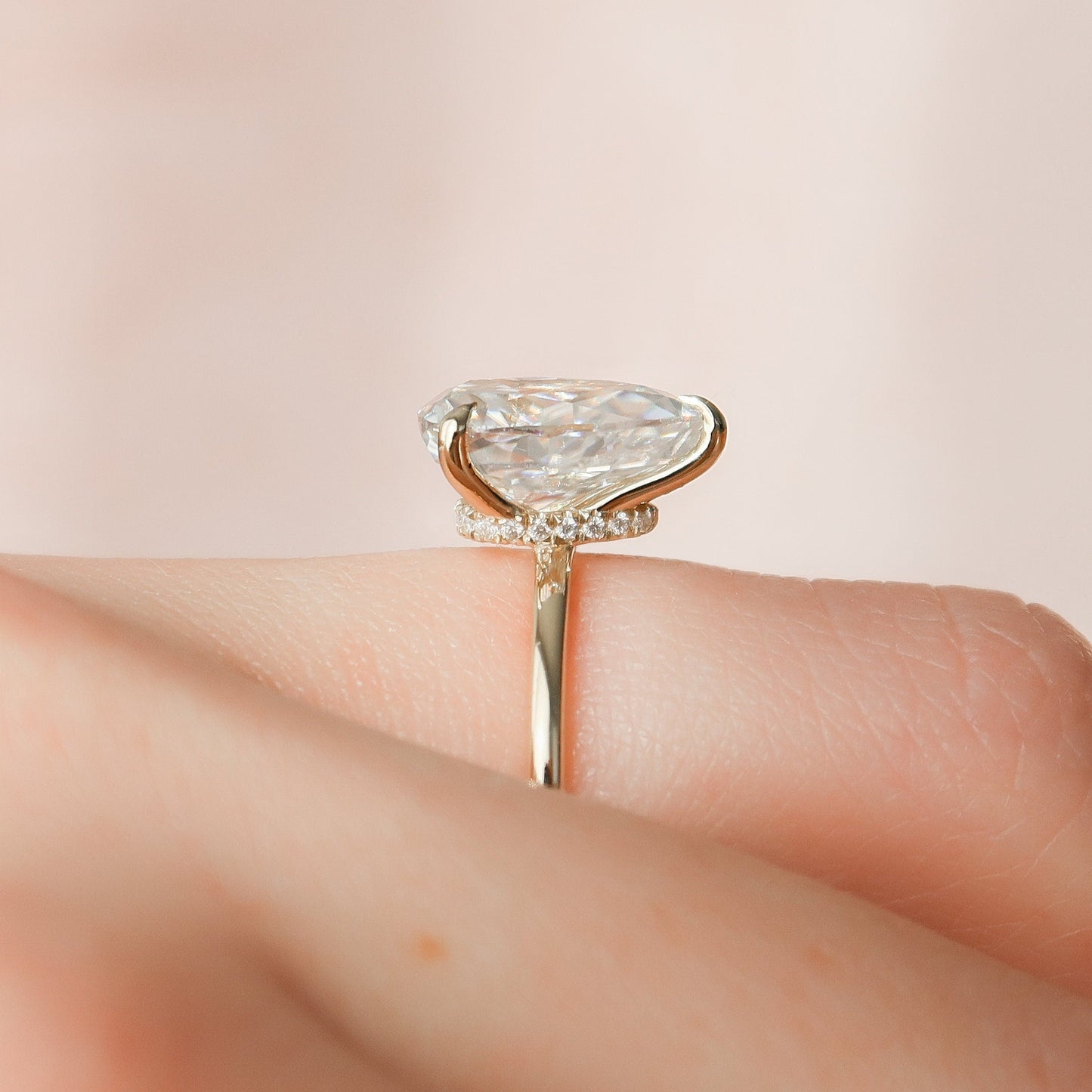 2 CT Pear Hidden Halo Moissanite Engagement Ring
