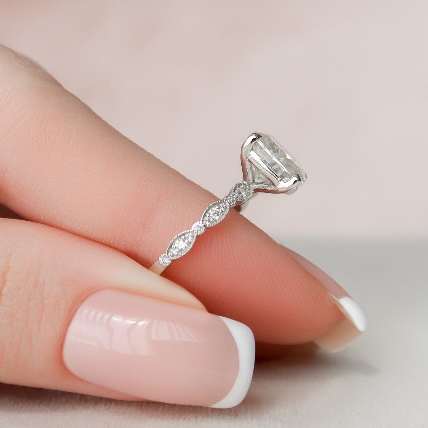 2.5 CT Cushion Pave Moissanite Engagement Ring
