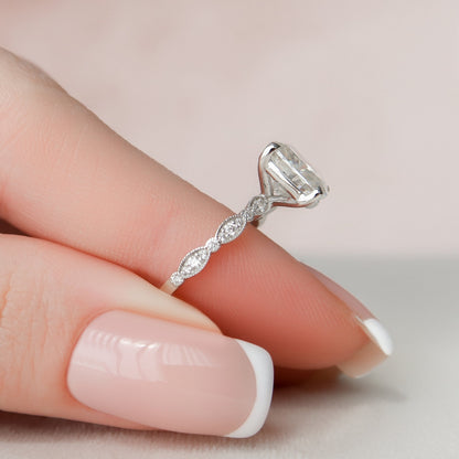 2.5 CT Cushion Pave Moissanite Engagement Ring