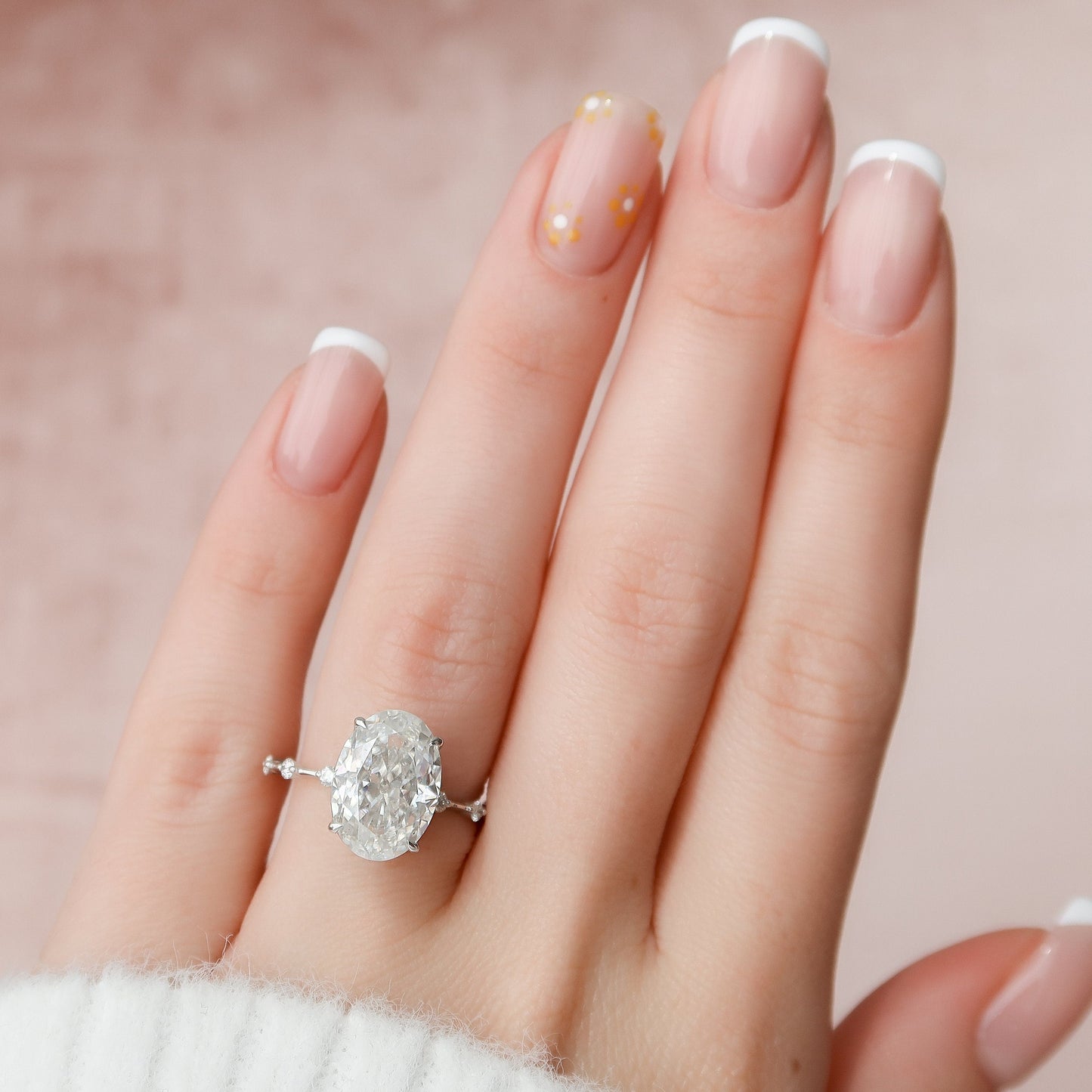 5 CT Oval Dainty Pave Moissanite Engagement Ring