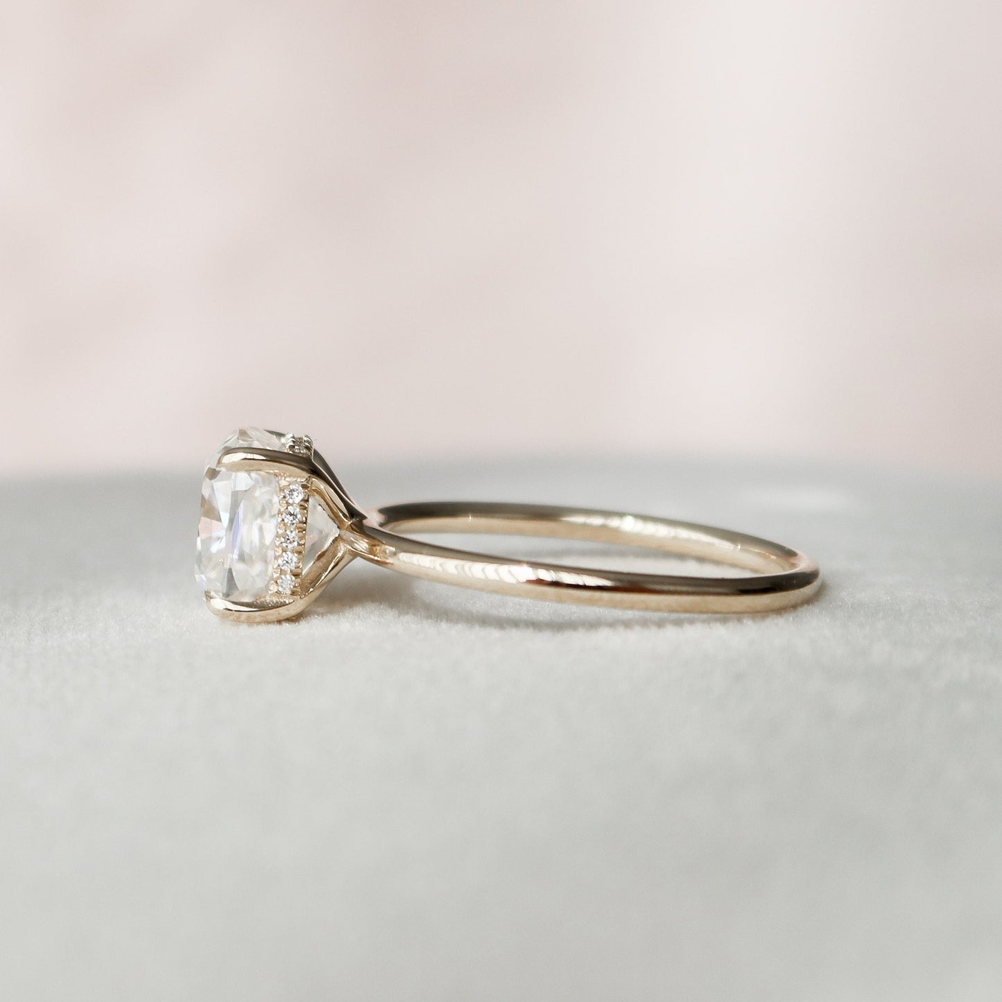 3.5 CT Cushion Hidden Halo Moissanite Engagement Ring