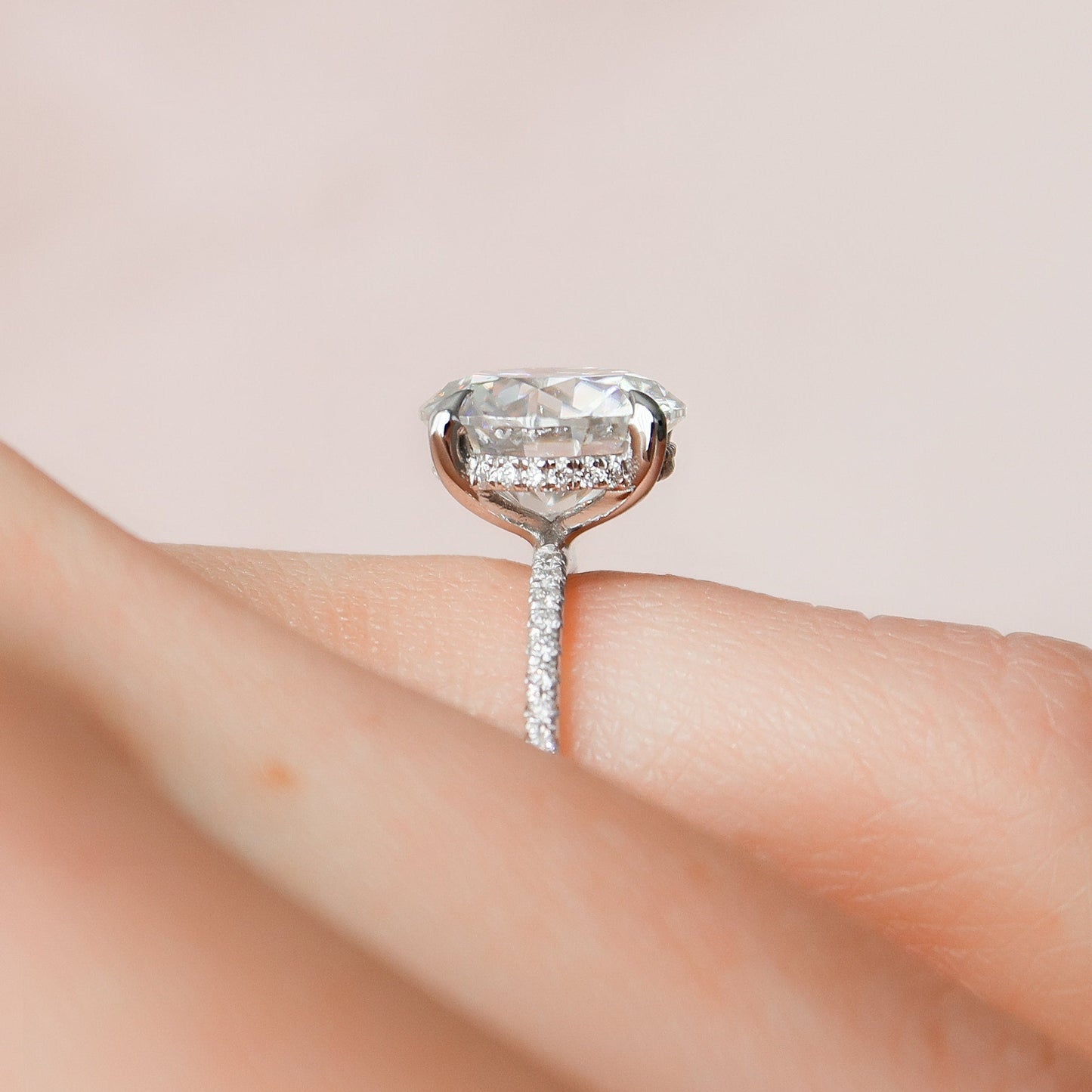 3.5 CT Round Hidden Halo & Pave Moissanite Engagement Ring