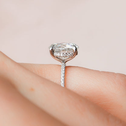 3.5 CT Round Hidden Halo & Pave Moissanite Engagement Ring