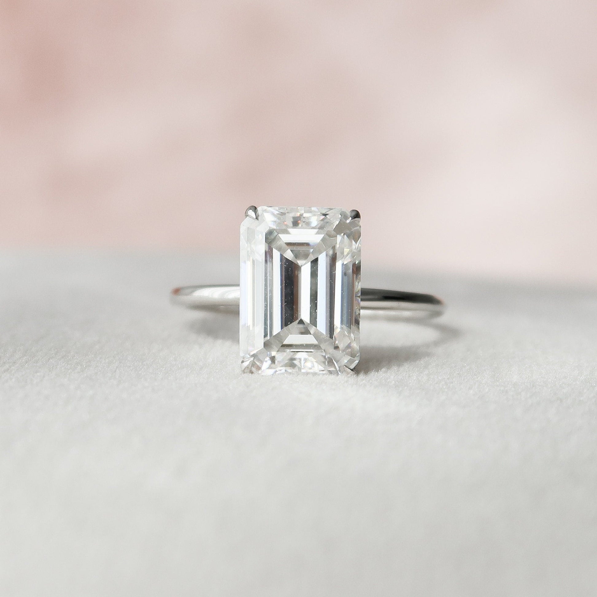 4.5 CT Emerald Hidden Halo Moissanite Engagement Ring