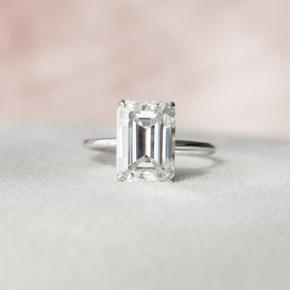 4.5 CT Emerald Hidden Halo Moissanite Engagement Ring