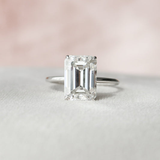 4.5 CT Emerald Hidden Halo Moissanite Engagement Ring