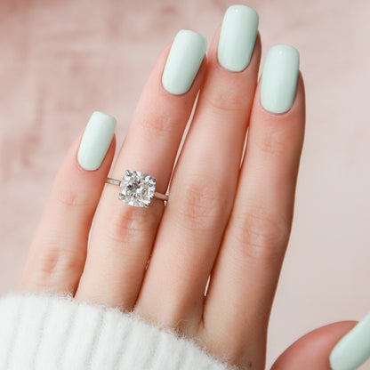 4 CT Cushion Hidden Halo & Pave Moissanite Engagement Ring