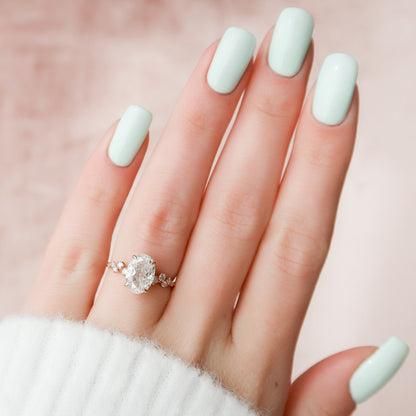 2 CT Oval Hidden Halo & Pave Moissanite Engagement Ring