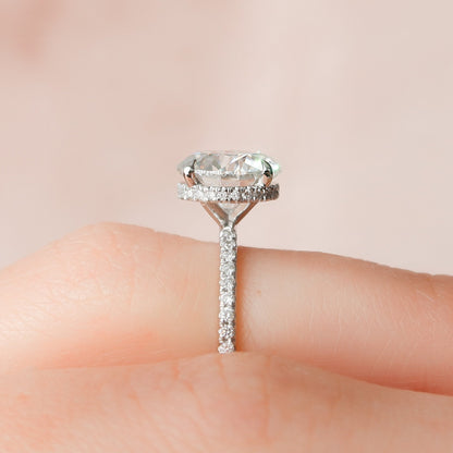 2.5 CT Round Hidden Halo & Pave Moissanite Engagement Ring