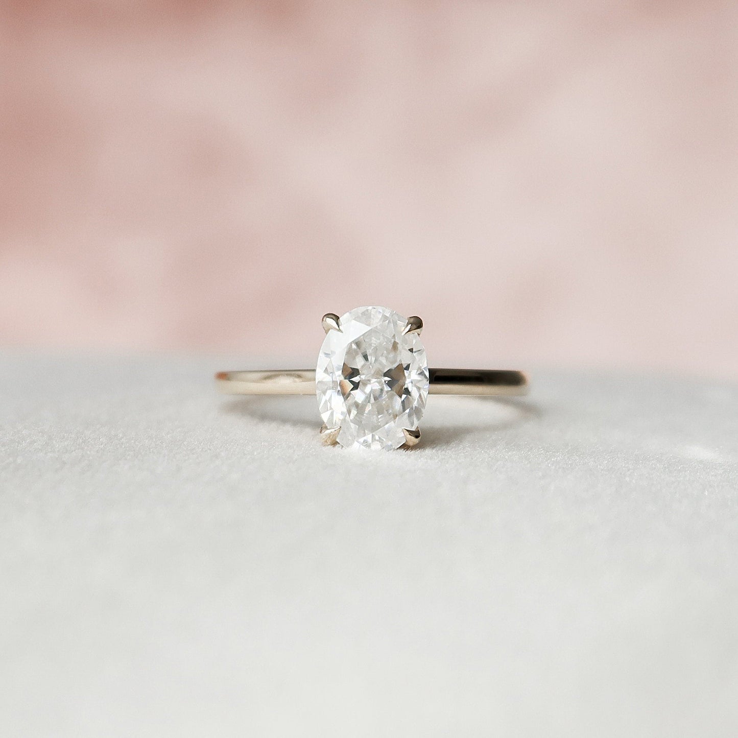 1.5 CT Oval Hidden Halo & Pave Moissanite Engagement Ring