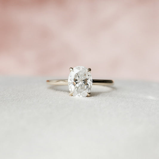 1.5 CT Oval Hidden Halo & Pave Moissanite Engagement Ring