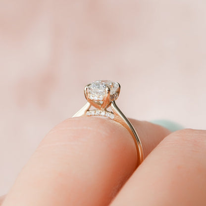 1.5 CT Oval Hidden Halo & Pave Moissanite Engagement Ring