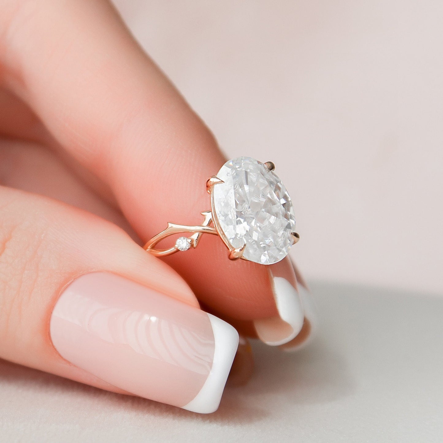 3.5 CT Oval Twig Pave Moissanite Engagement Ring