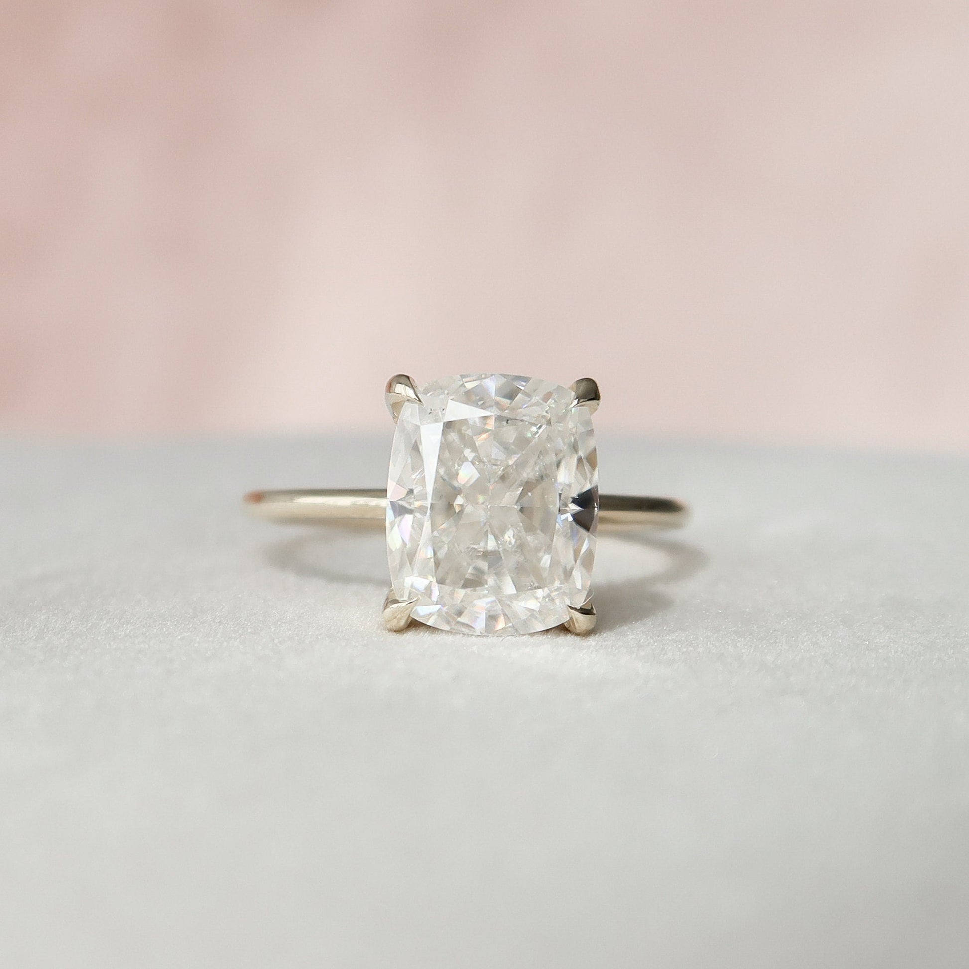 4.5 CT Elongated Cushion Hidden Halo Moissanite Engagement Ring
