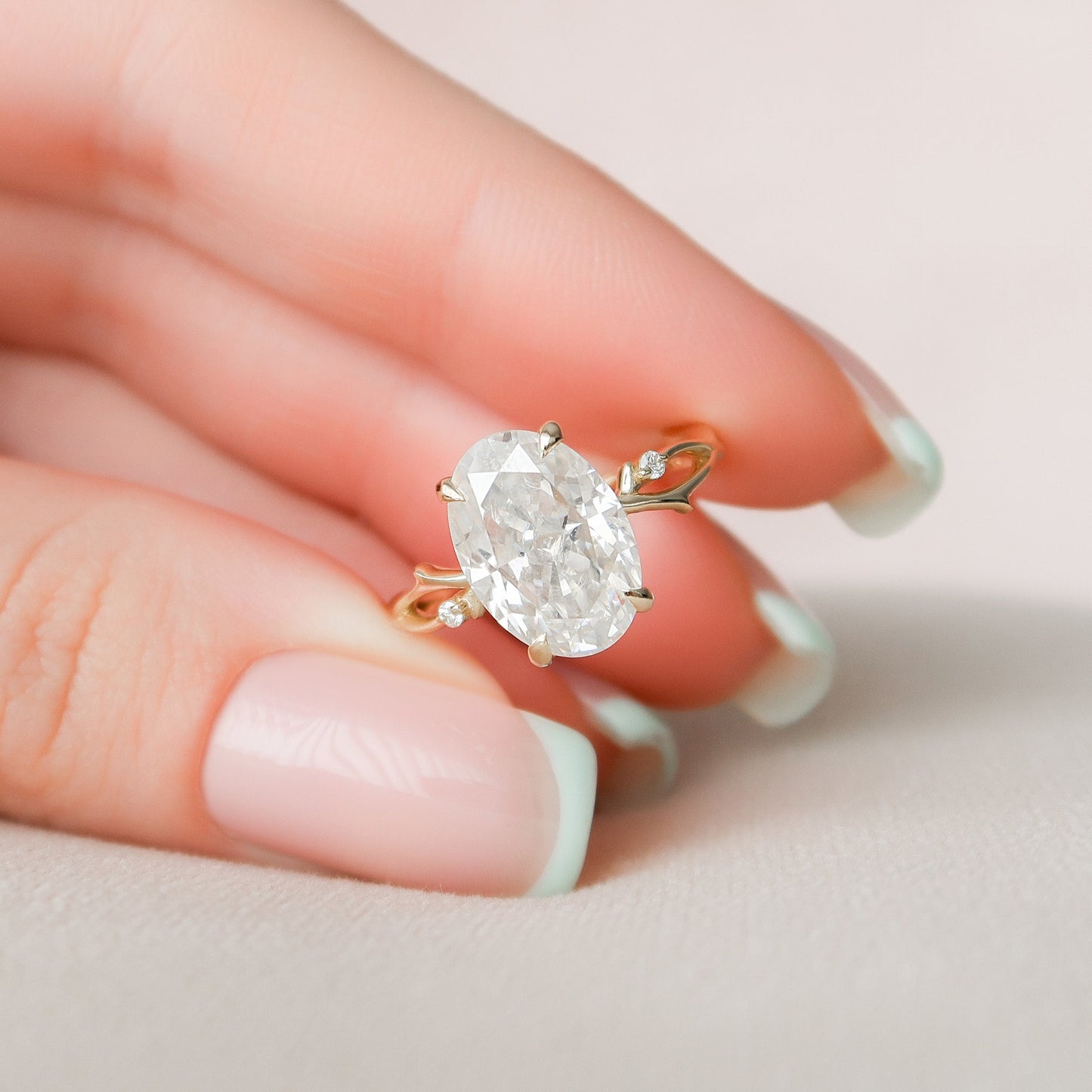 4 CT Oval Dainty Pave Moissanite Engagement Ring