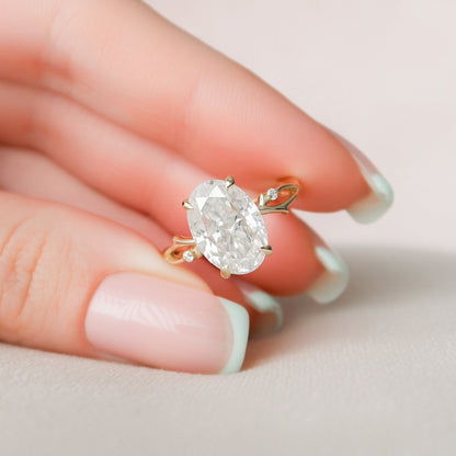 4 CT Oval Dainty Pave Moissanite Engagement Ring