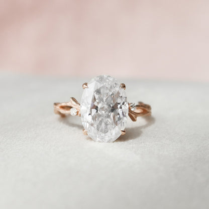 4 CT Oval Dainty Pave Moissanite Engagement Ring