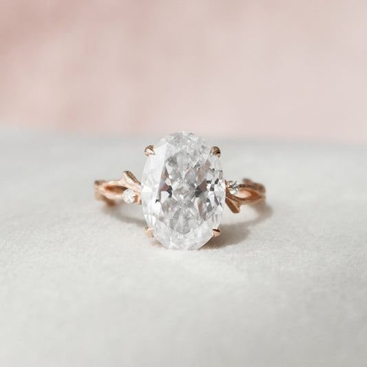 4 CT Oval Dainty Pave Moissanite Engagement Ring