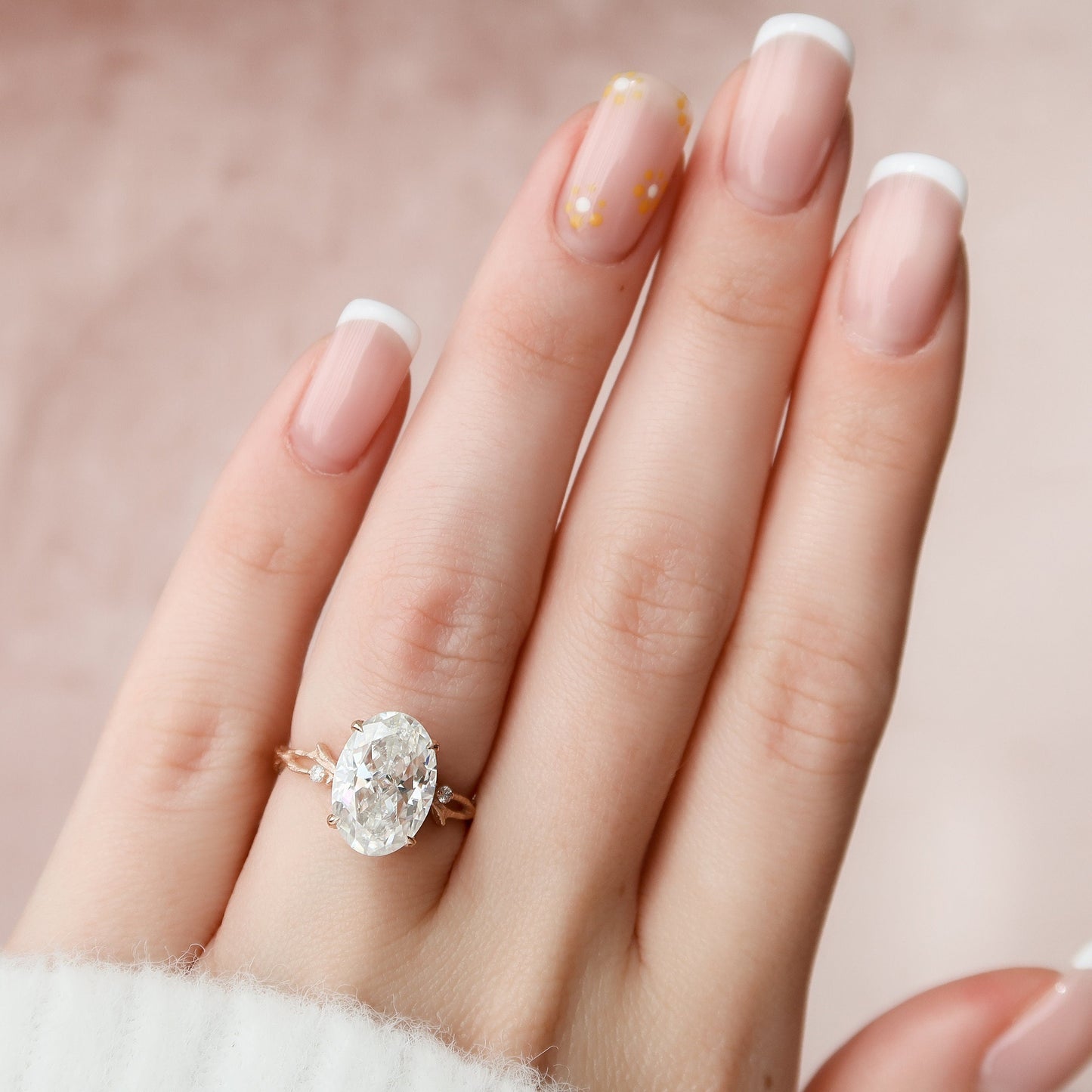 4 CT Oval Dainty Pave Moissanite Engagement Ring