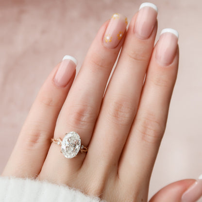 4 CT Oval Dainty Pave Moissanite Engagement Ring