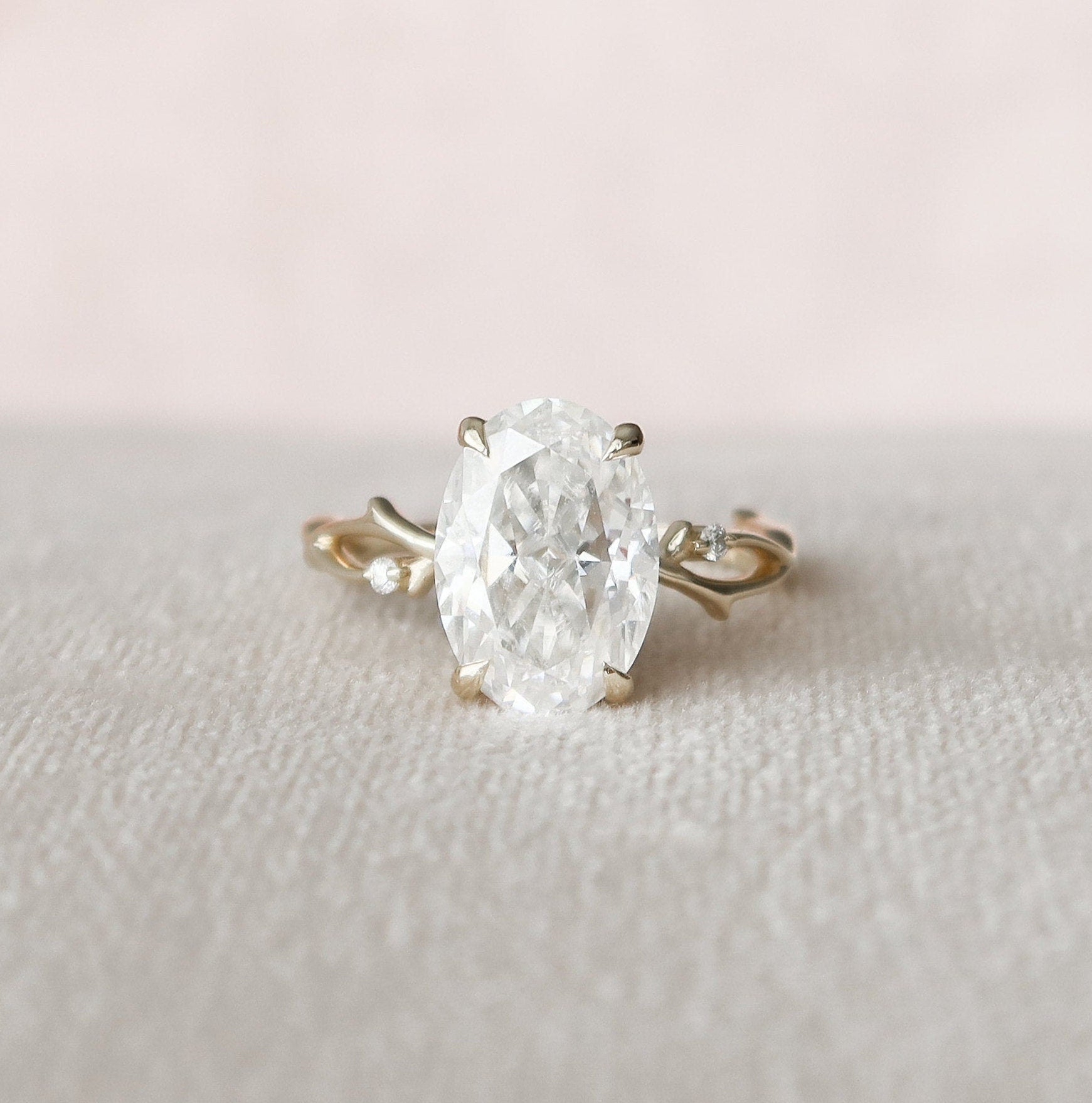 4 CT Oval Dainty Pave Moissanite Engagement Ring