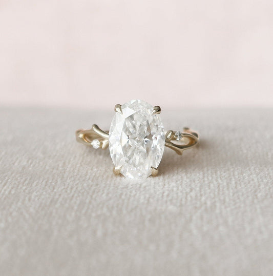 4 CT Oval Dainty Pave Moissanite Engagement Ring