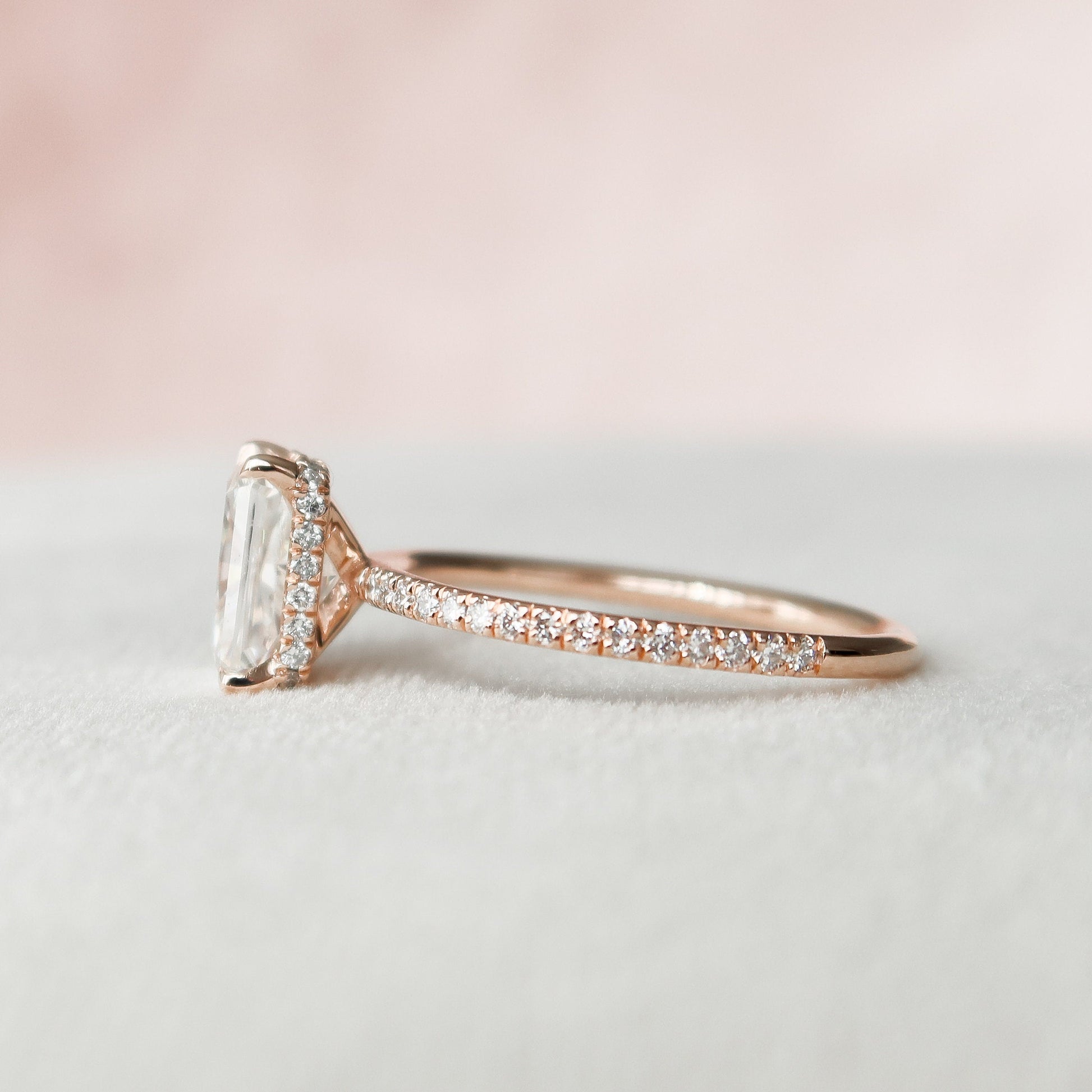 2 CT Radiant Hidden Halo & Pave Moissanite Engagement Ring