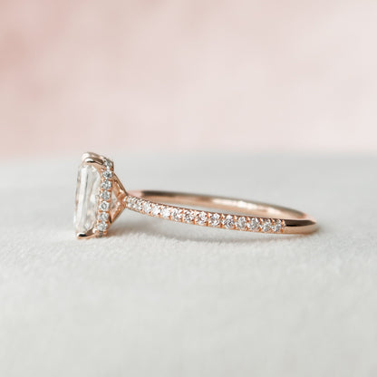 2 CT Radiant Hidden Halo & Pave Moissanite Engagement Ring