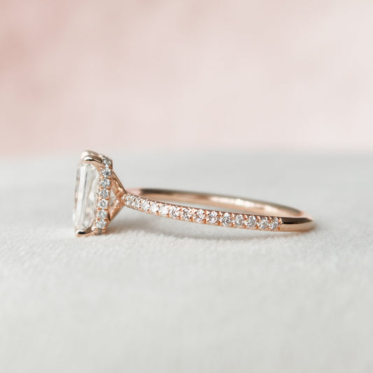 2 CT Radiant Hidden Halo & Pave Moissanite Engagement Ring