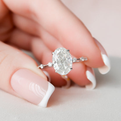 3 CT Oval Dainty Pave Moissanite Engagement Ring