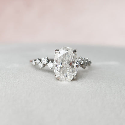2 CT Oval Hidden Halo & Pave Moissanite Engagement Ring